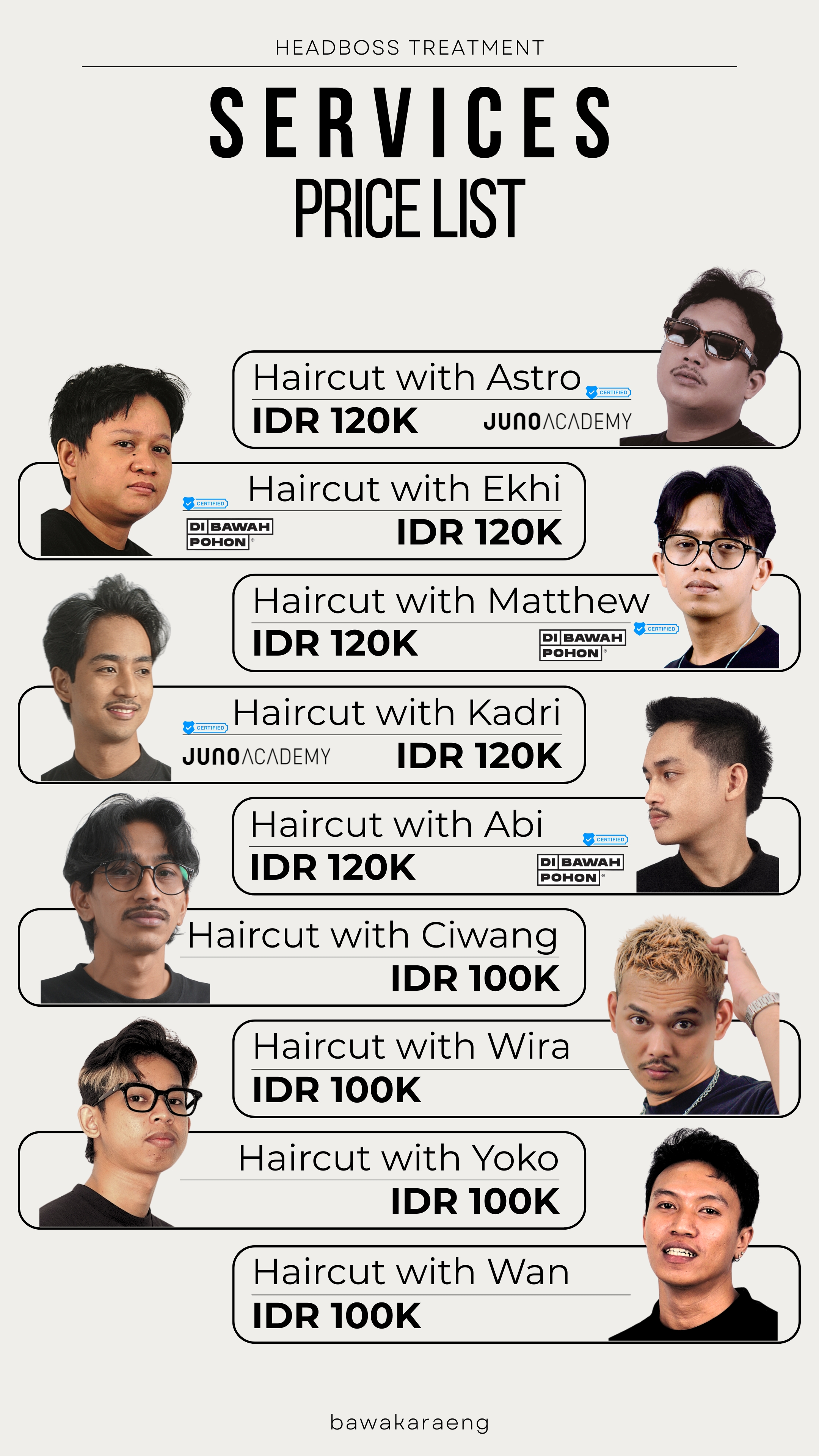 HB Datumuseng Services Price List