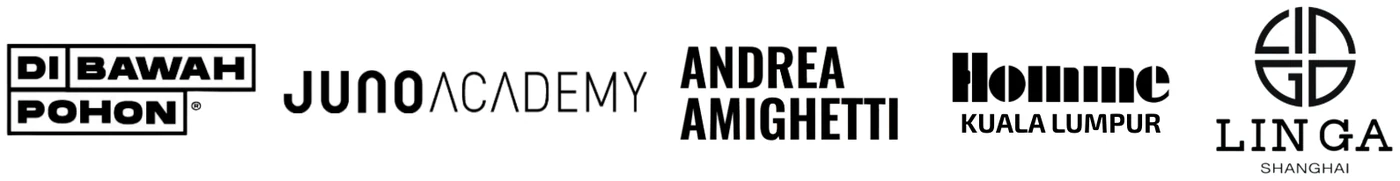 Di Bawah Pohon, Juno Academy, Andrea Amighetti, Homme Kuala Lumpur, Linga Shanghai